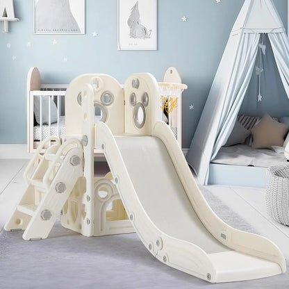 L-Shaped 5 in 1 Slide Climber, with Ball & Hoop