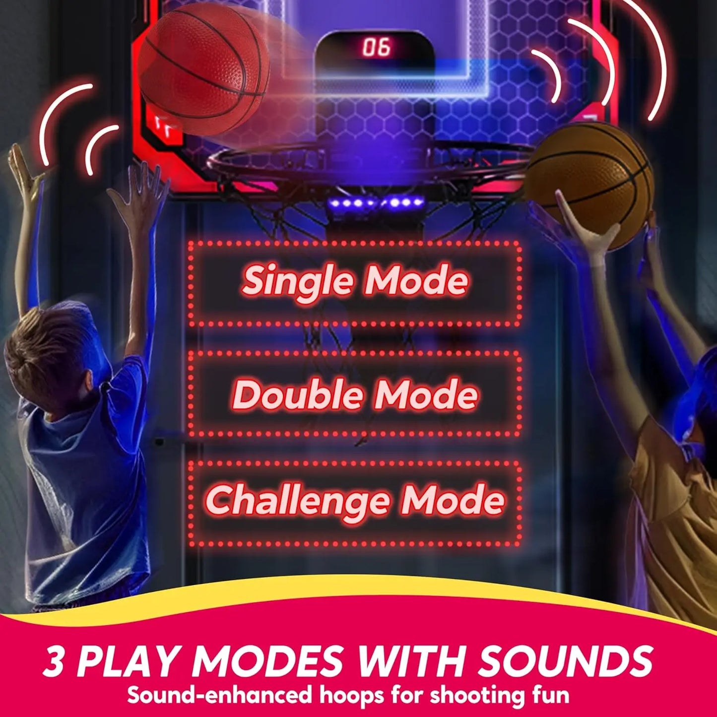 Mini Indoor Basketball Hoop Light Up Over The Door Basket
