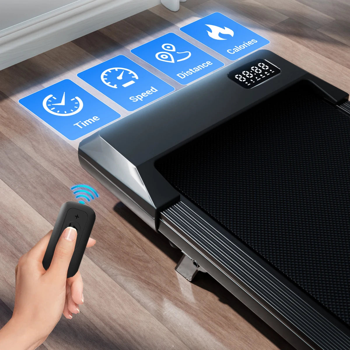 Foldable 6% Slope Treadmill 2.5 HP Quiet Walking Pad 300LBS