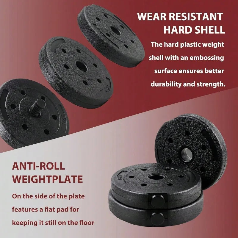 44lbs Adjustable Dumbbell Set, 3-in-1 Free Weight Barbell