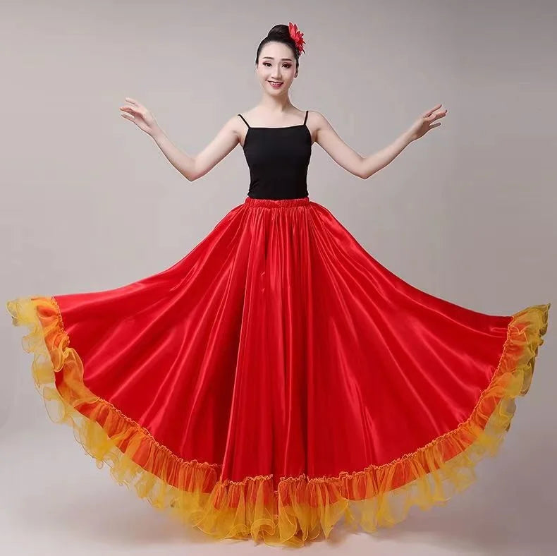 Gypsy Woman Spanish Flamenco Skirt Polyester Satin