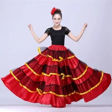 Gypsy Woman Spanish Flamenco Skirt Polyester Satin