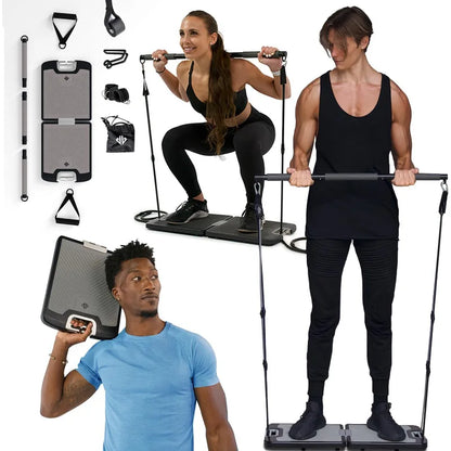 All in One   Resistance Bands, Base Holds  Bar
