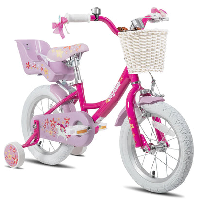 Bike for Girls Ages 2-9 Years Old, 12 14 16 18 Inch, with Training Wheels, Doll Seat, Streamers and Basket