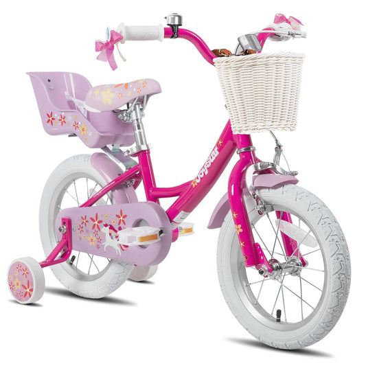 Bike for Girls Ages 2-9 Years Old, 12 14 16 18 Inch, with Training Wheels, Doll Seat, Streamers and Basket