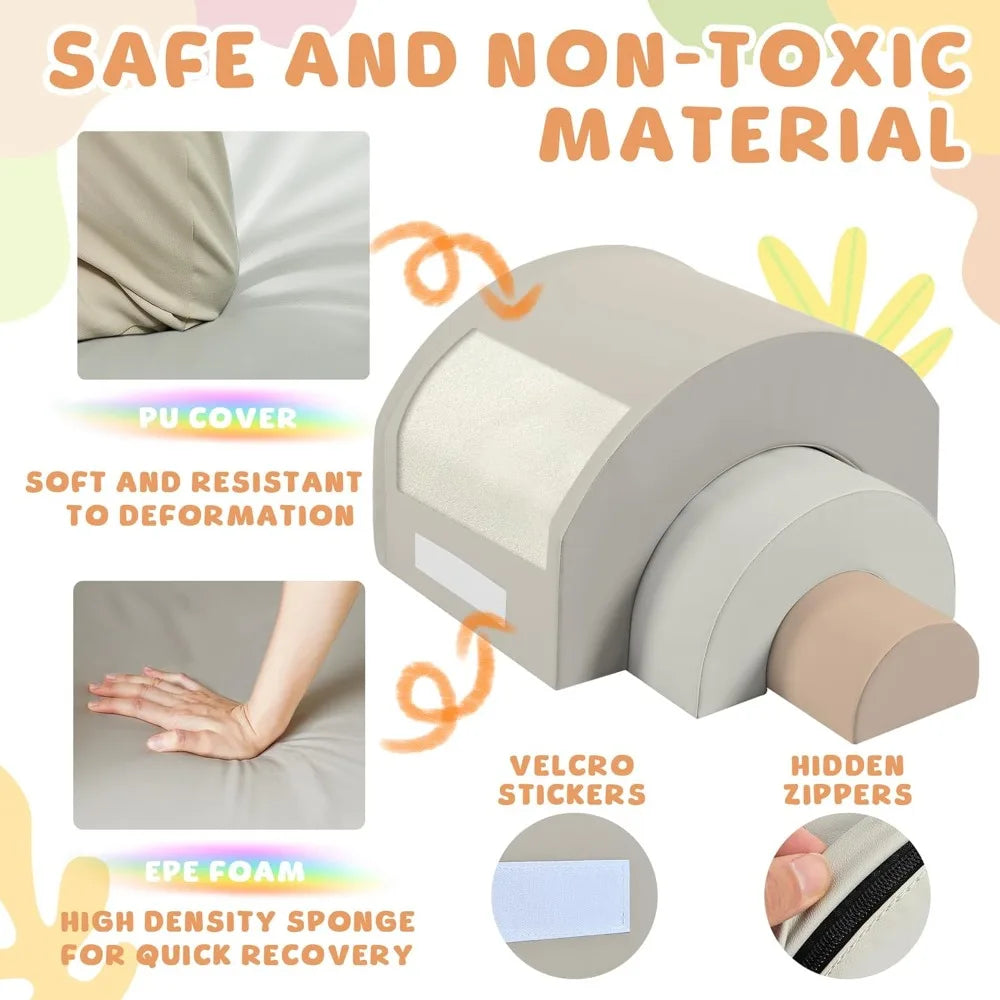 Rainbow Soft Play Set with Foldable Slide