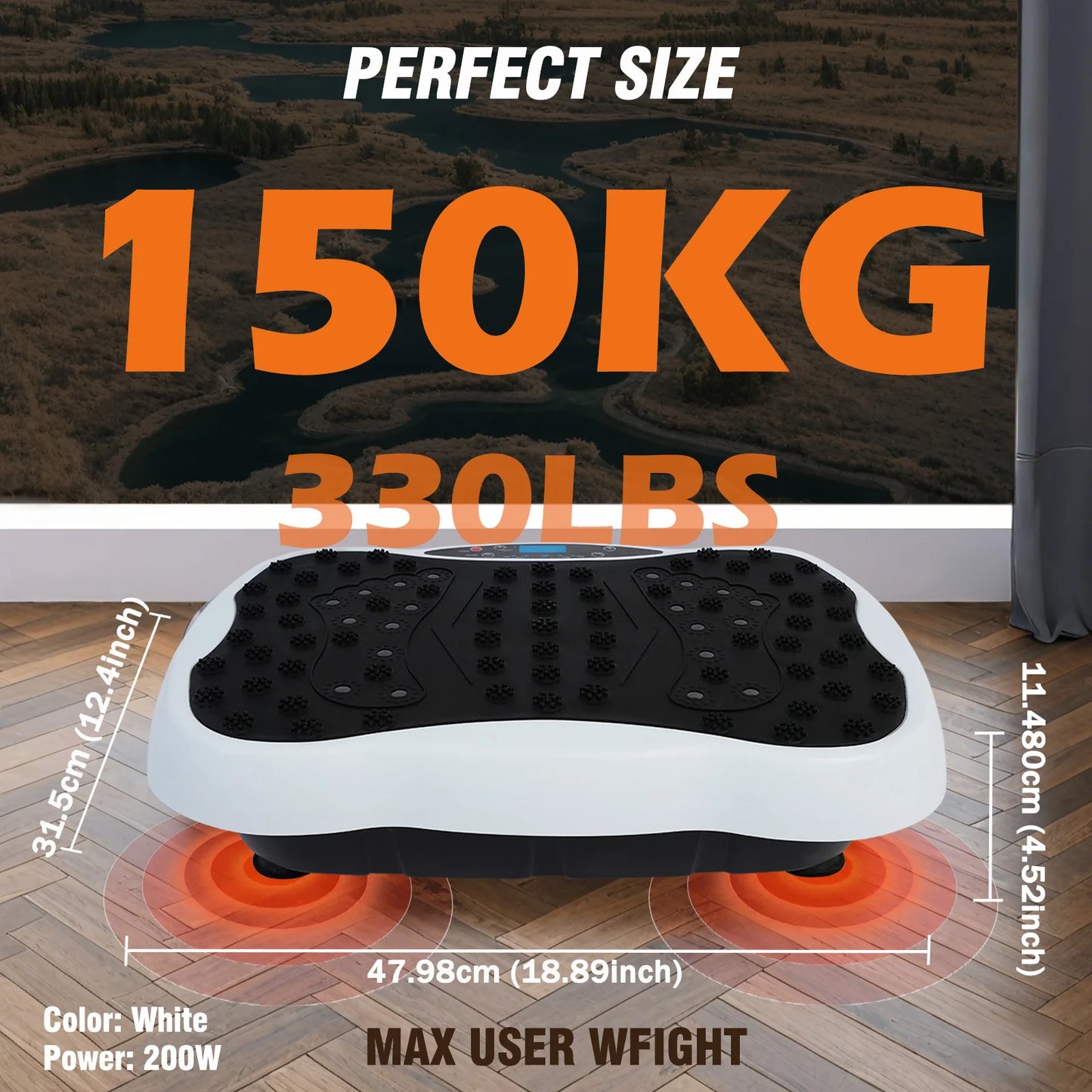 Full-Body Vibration Plate 330lbs Resistance Bands Remote Control