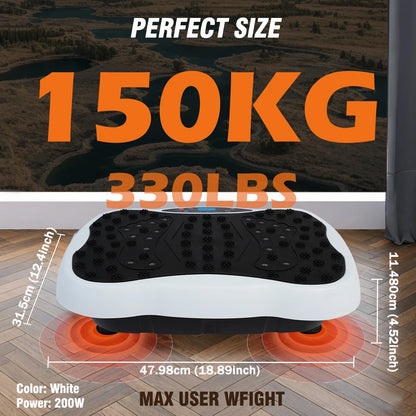 Full-Body Vibration Plate 330lbs Resistance Bands Remote Control