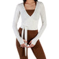 Women's Ballet Wrap Tops Solid Long Sleeve