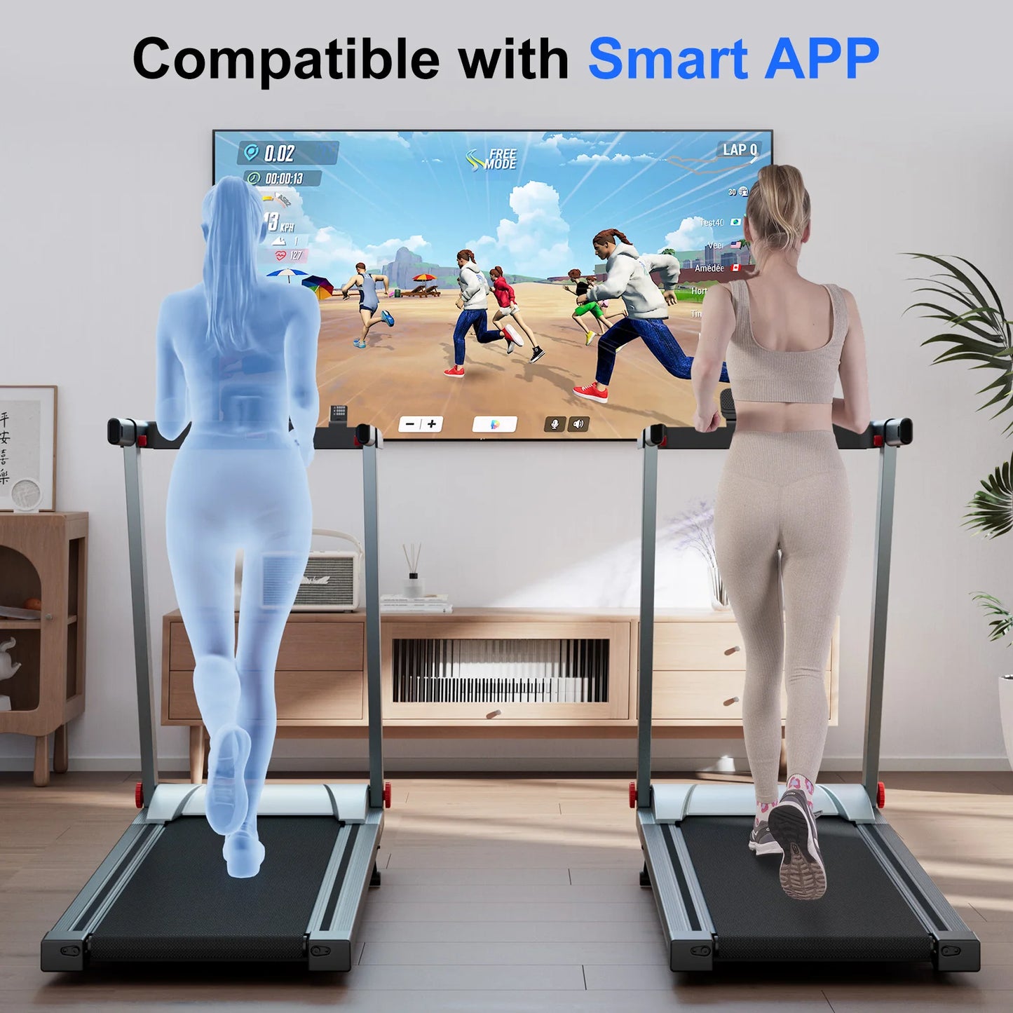 3.0HP Treadmill with 5% Incline Folding Handles LCD Screen 300lbs