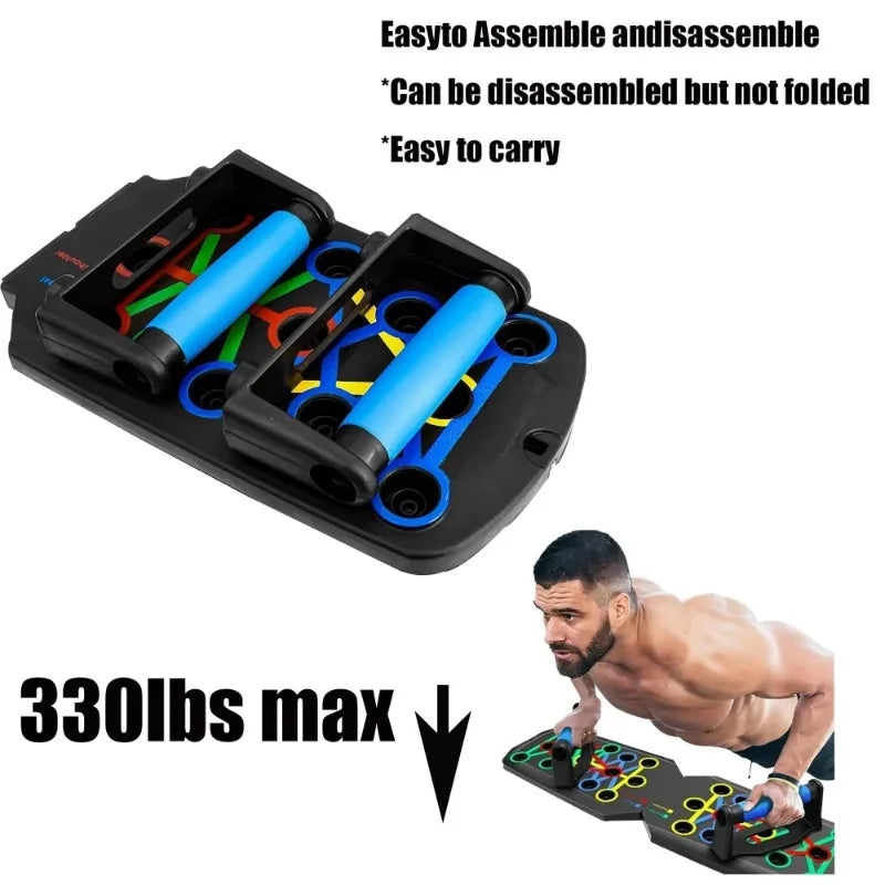 Foldable Push Up Board with Resistance Bands