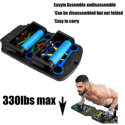 Foldable Push Up Board with Resistance Bands