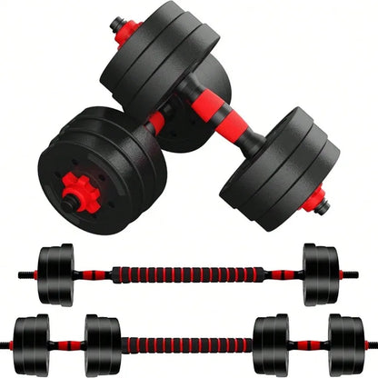 44lbs Adjustable Dumbbell Set, 3-in-1 Free Weight Barbell