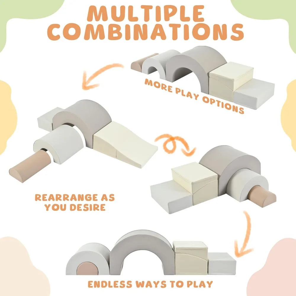 Rainbow Soft Play Set with Foldable Slide