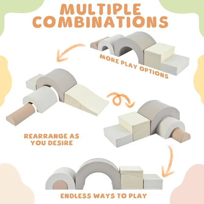 Rainbow Soft Play Set with Foldable Slide