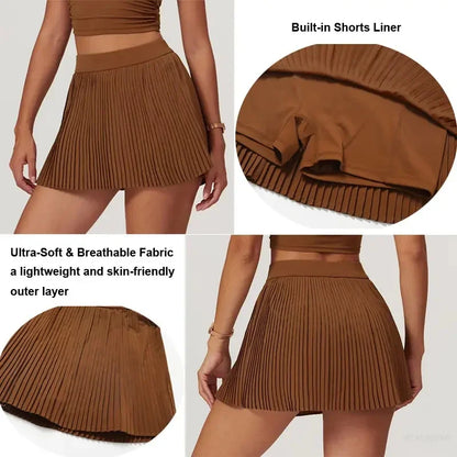 Women's fashion 2-in-1 golf tennis skirt pleated