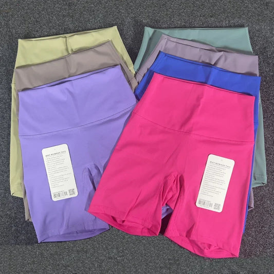 Women's sports shorts, high waist pockets
