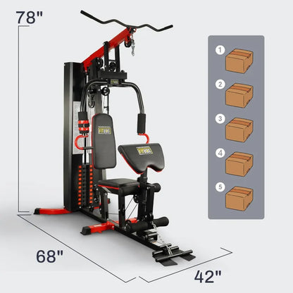 Workout Equipment with Leg Press, Pulley System