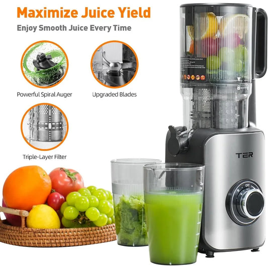 Juicer Machine Slow Masticating Juicer Cold Press 4.8" Wide