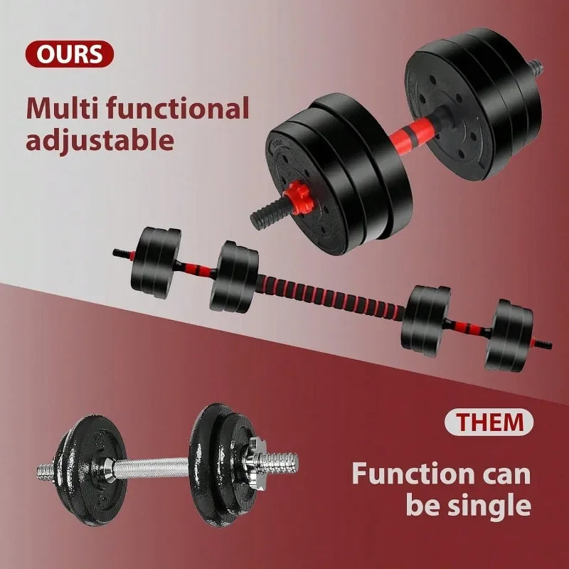 44lbs Adjustable Dumbbell Set, 3-in-1 Free Weight Barbell