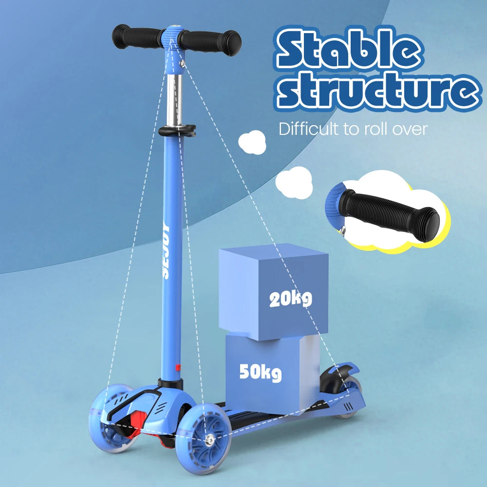 Scooter 2-8 Years with LED Wheels Adjustable Height Foldable