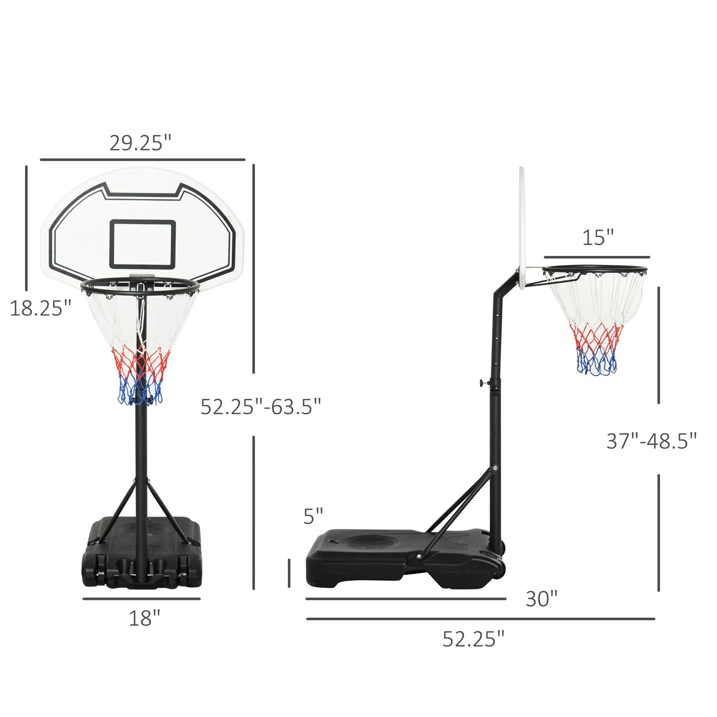 Outdoor Basketball Hoop System Pool Water Adjustable