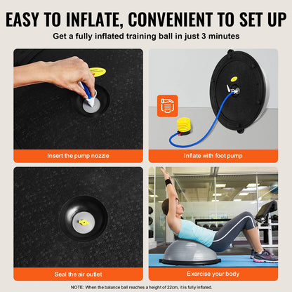 23/26 inch Half Ball Trainer 660lbs Capacity with Resistance Bands