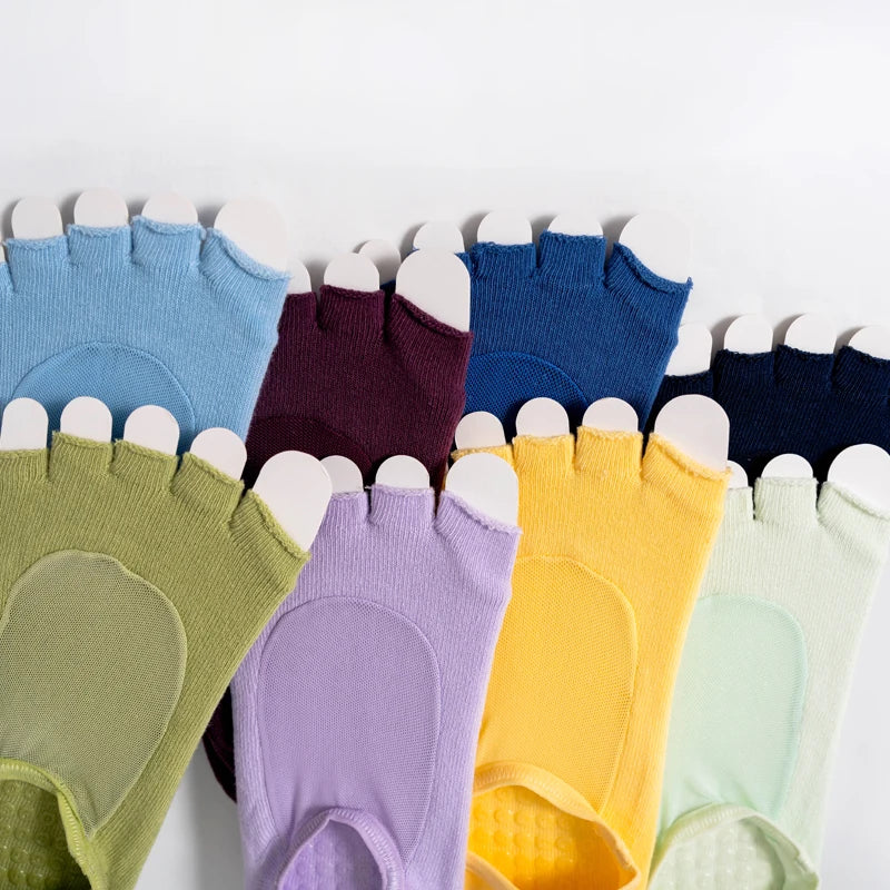Women Open Toe Yoga Socks Cotton Anti-slip