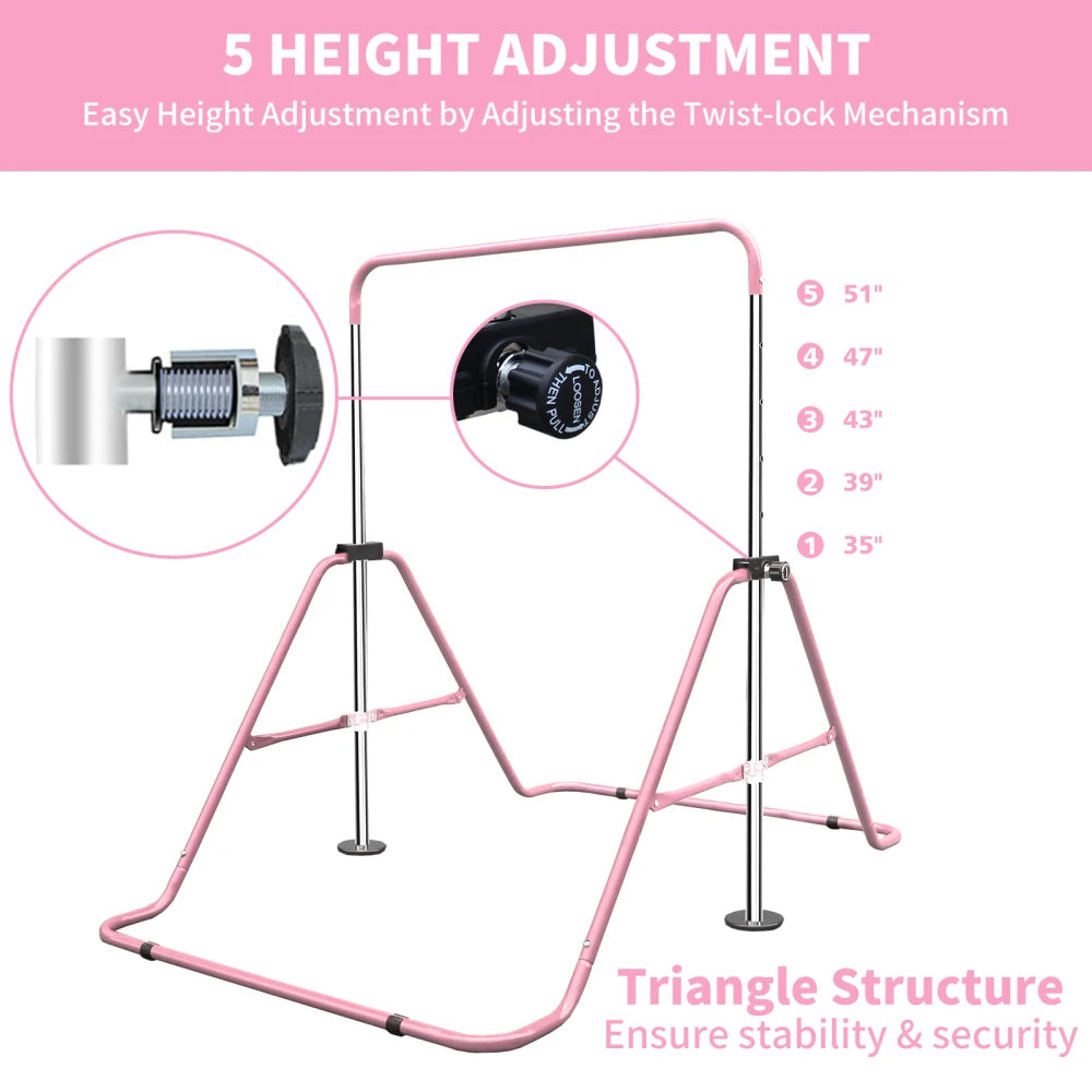 Expandable Gymnastics Bar for Kids - Height Adjustable