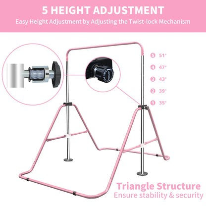 Expandable Gymnastics Bar for Kids - Height Adjustable
