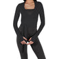 Women's Ballet Wrap Tops Solid Long Sleeve
