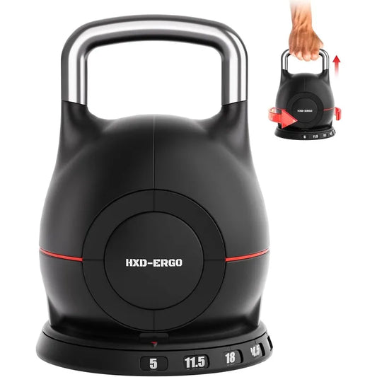 7-in-1 Adjustable Kettlebell, Quick-Adjust Kettlebell 5-44 LBS Adjustable Weights