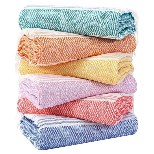 6 Packs Oversized Turkish Beach Towels 74x38 Sand Free Quick Dry