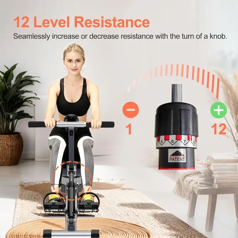 Folding Rowing, Hydraulic Machine. 12 Levels of Adjustable Resistance