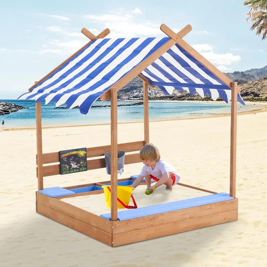 Large Wooden Sandbox with Roof, 49''