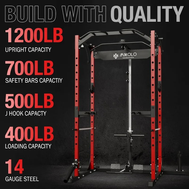 1200lbs Capacity Workout Cage with More Training Attachments