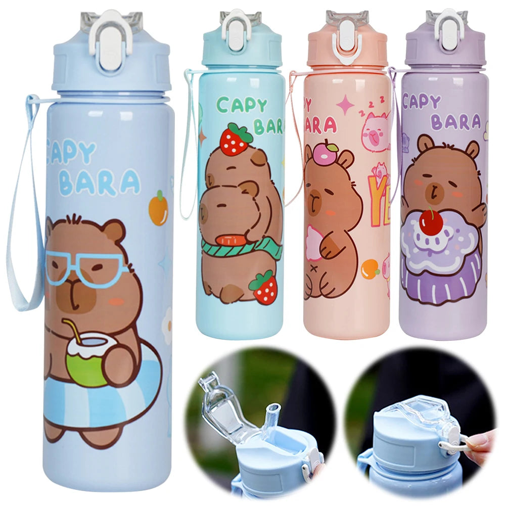 700ml Cute Water bottle with Straw & Handle Portable