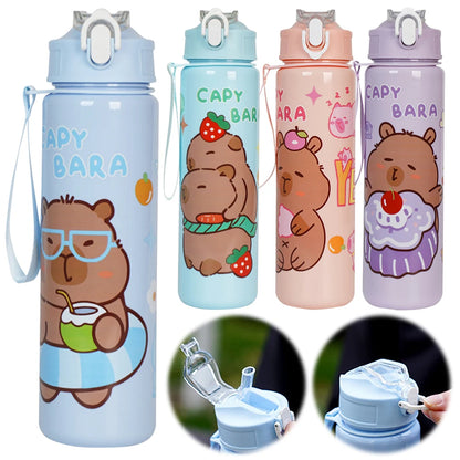 700ml Cute Water bottle with Straw & Handle Portable