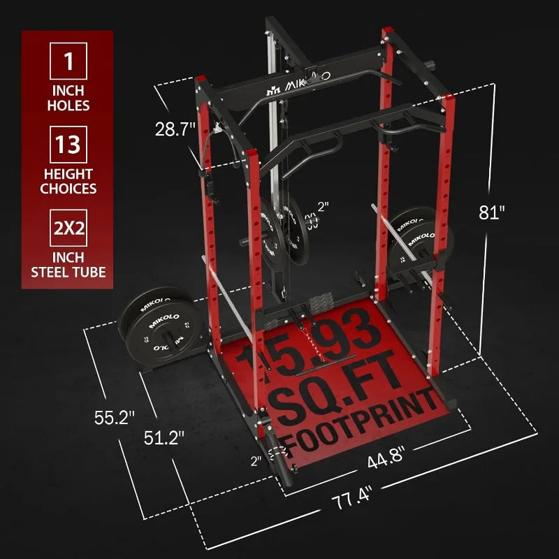 1200lbs Capacity Workout Cage with More Training Attachments