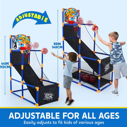 Basketball Game with 4 Balls Adjustable Height 44"-55" Stand