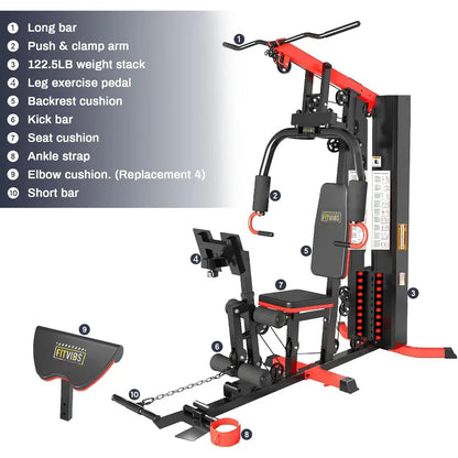 Workout Equipment with Leg Press, Pulley System