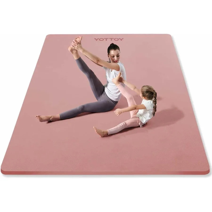 Large Mat 75x52.5 inch Extra Wide TPE Exercise Mat Non-Slip Surface