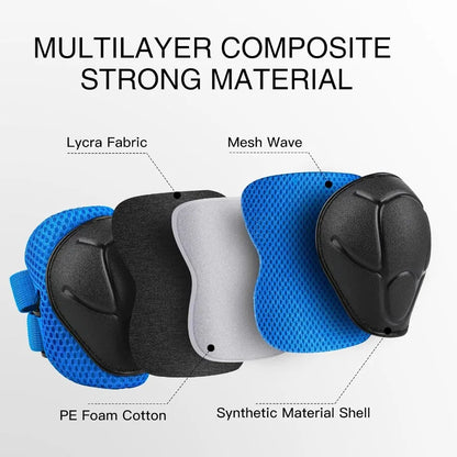 6PCS Protective Gear Set Knee Pads Aged 3-10yrs