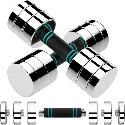 Steel Adjustable Dumbbell Set Of 2, 5/10/15Lb Free Weights