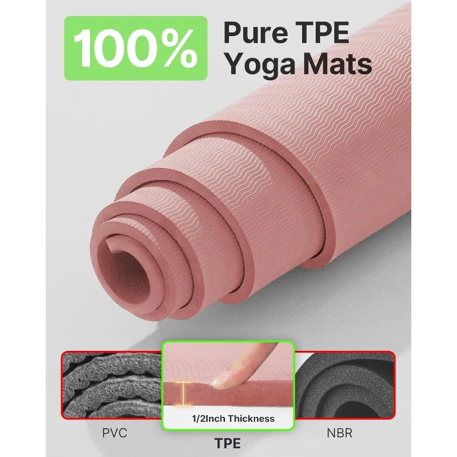 Large Mat 75x52.5 inch Extra Wide TPE Exercise Mat Non-Slip Surface