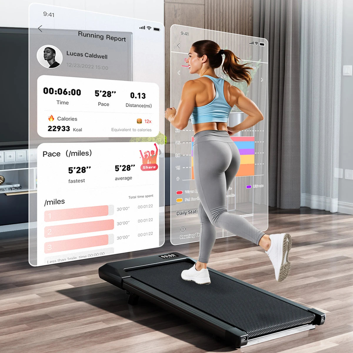 Foldable 6% Slope Treadmill 2.5 HP Quiet Walking Pad 300LBS