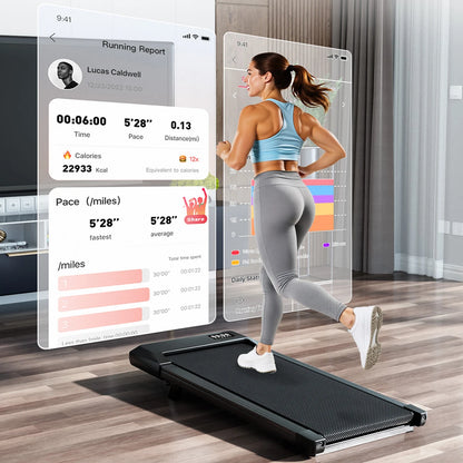 Foldable 6% Slope Treadmill 2.5 HP Quiet Walking Pad 300LBS