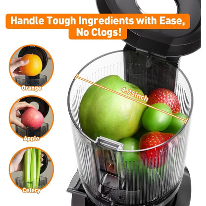 Juicer Machine Slow Masticating Juicer Cold Press 4.8" Wide