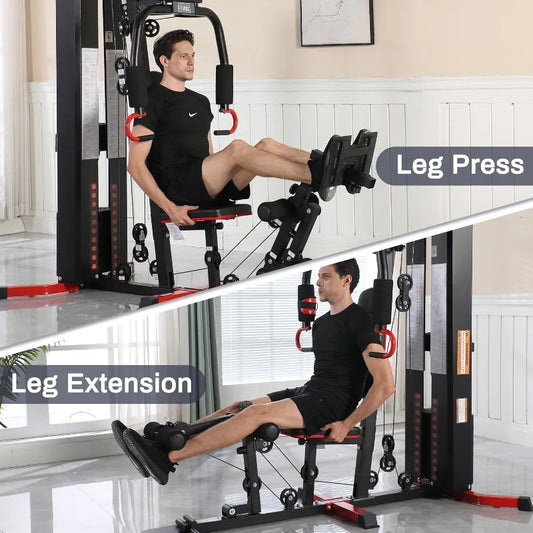 Workout Equipment with Leg Press, Pulley System