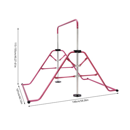 Pink Gymnastics Monkey Bars Foldable 5 Adjustable Height